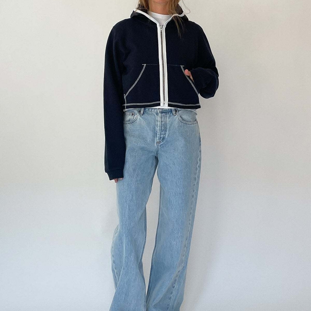 STILL HERE Neighborhood Zip Hoodie-Navy